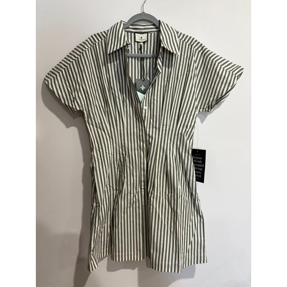 NWT Tuckernuck Callie Cap Sleeve Cotton Poplin Mini Dress Jardin Stripe Small - Picture 3 of 7